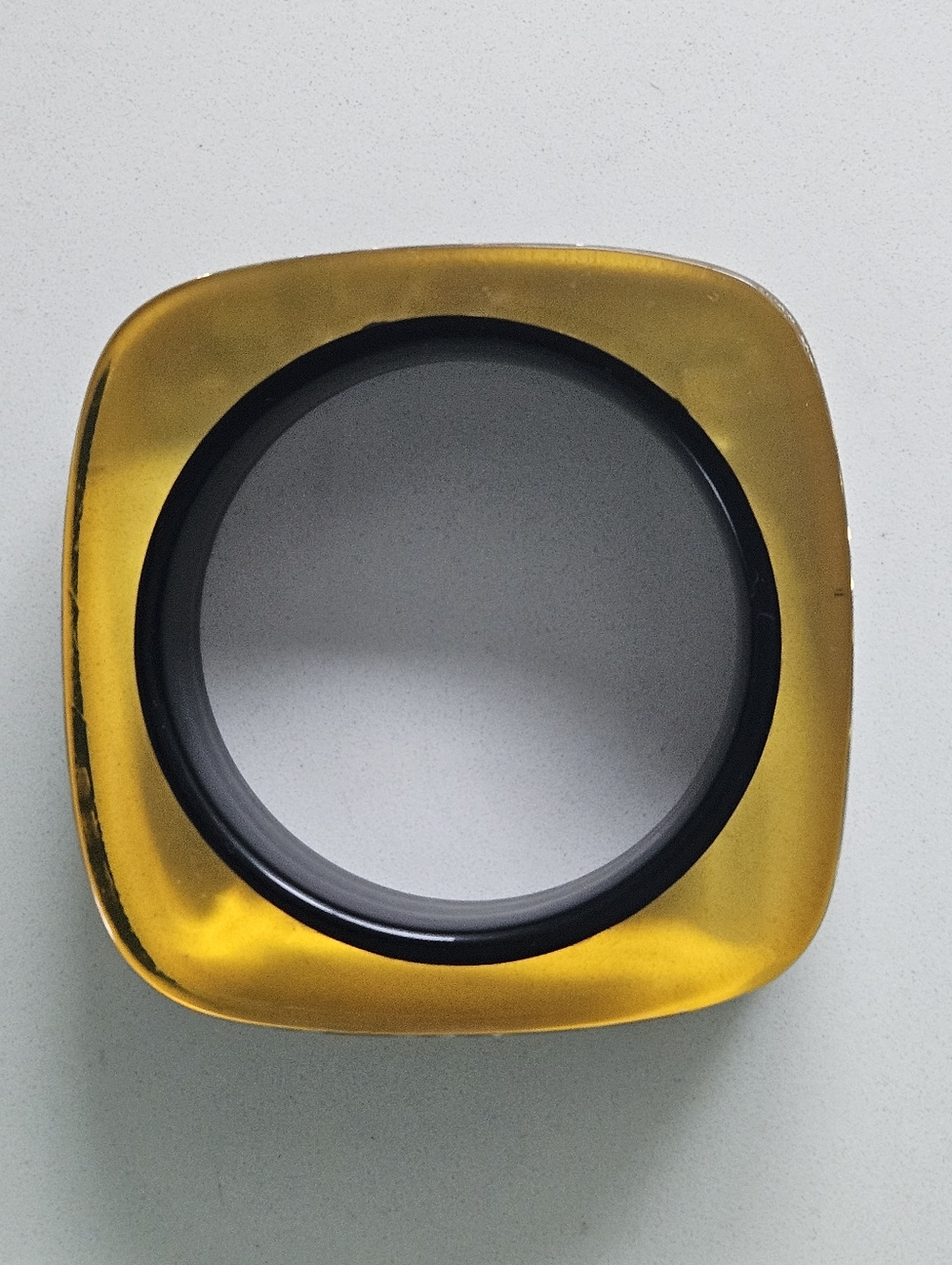 Rare Vintage Luxury Designer Black Yellow Greek Key Lucite Bangle Bracelet - Picture 8 of 14